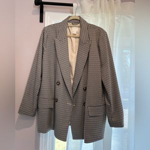H&M houndstooth oversized double breasted blazer XL